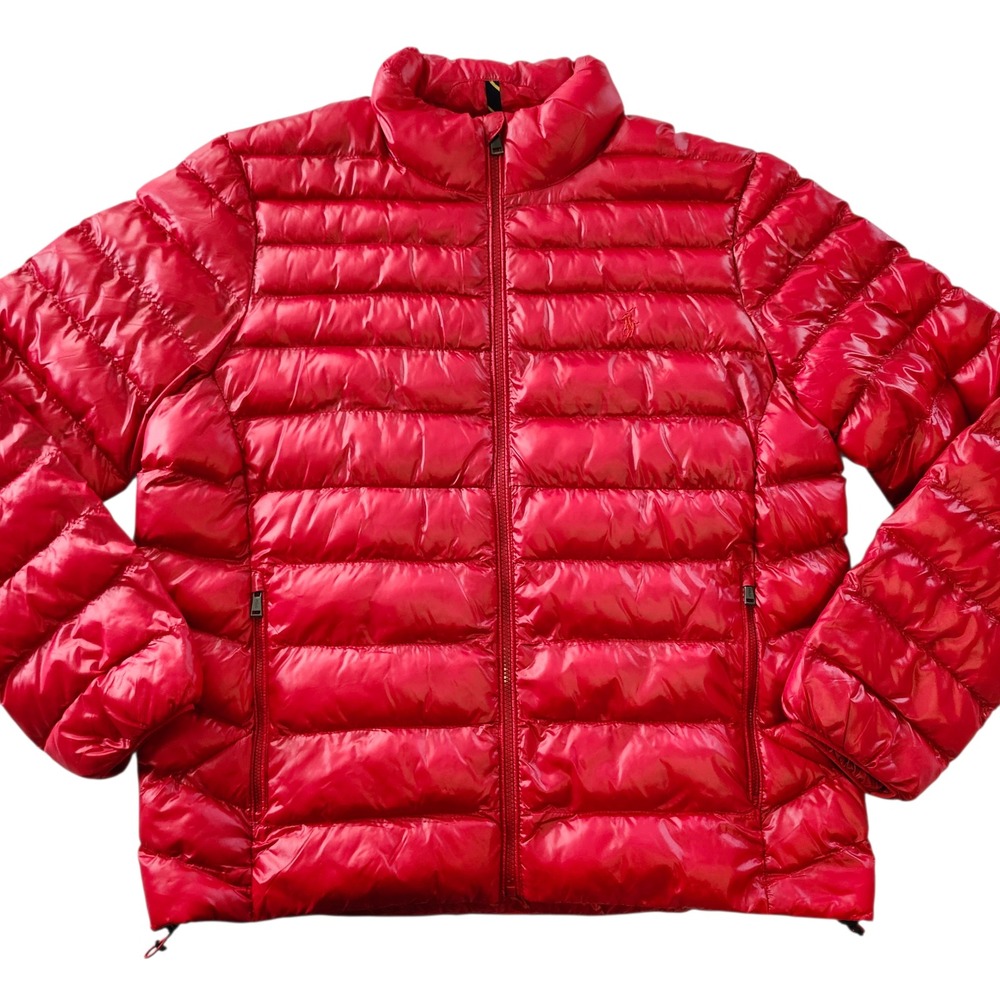 Polo Ralph Lauren Red Packable Quilted Puffer Jacket Coat Pony Logo Mens Size XL